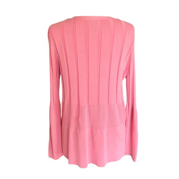 Rafaella Woman Pink Ribbed Knit Cardigan Sweater Size 1X Silk & Cotton Blend - Picture 5 of 8